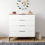 Alonex Beyaz 4 Çekmeceli Şifonyer Modern Tasarım 80 cm Genişlik 92 cm Yükseklik 44,6 cm Derinlik