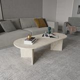 Alonex Diana Elips Mermer Desenli Orta Sehpa Modern Sehpa - TRAVERTEN