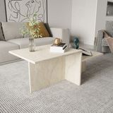 Alonex Diana Mermer Desenli Orta Sehpa - Krem