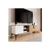 ALONEX HOME Tarz Beyaz-yunus, 150 Cm Tv Ünitesi, Tv Sehpası, Raflı Tv Ünitesi Konsol, Modern Tv Ünitesi