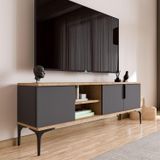 Alonex Tarz (Full Antrasit), 150 Cm Tv Ünitesi, Tv Sehpası ,Raflı Tv Ünitesi Konsol