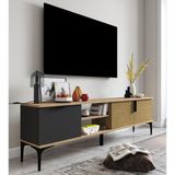 Alonex Tarz Raflı 180 Cm Metal Kulp Tv Ünitesi (Antrasit-Yunus)
