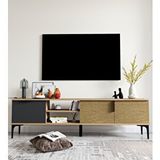 Alonex Tarz Raflı 180 cm Sepet Antrasit Metal Kulp Tv Ünitesi