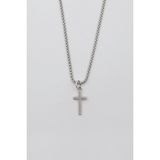 Alooya Minimalist Haç Kolye - Örme İthal Zincirli Unisex Gümüş Kaplama - 60 cm