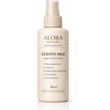 Alora Nature Keratin Milk 200 ml – Isı Koruyucu & Onarıcı Durulanmayan Saç Bakım Sütü (Argan Yağı + B5) - Beyaz
