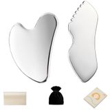 ALOYGUZ Paslanmaz çelik Gua Sha seti yüz masajı Metal Gua Sha yüz araçları vücut lenfatik drenaj masajı yüz Guasha yüz şekillendirme aracı cilt bakım seti