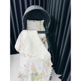 Alp Bebe Carmen 90100 Çift Katlı Pikeli Müslin Battaniye Yastık ve Alt Açma 3lü Set - Krem - 90 x 100 cm