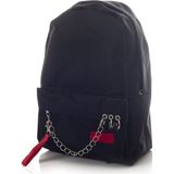 Alp Collection Bybag Düz Siyah Piercing Zincirli Sırt Okul Çantası