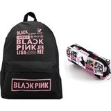 Alp Collection Bybag Siyah Blackpink Baskılı Sırt Okul Çantası ve Kalemlik Set
