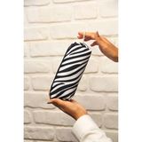 Alp Collection Bybag Zebra Desenli Baskılı Çizgili Siyah Beyaz Kalemlik Fermuarlı Makyaj Çantası