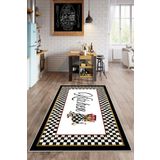 Alp Dama Çaydanlık Kitchen Desenli Dijital Baskı Yıkanabilir Kaymaz Taban Mutfak Halısı(süngersiz)