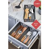 ALP HOME Büyük Boy Antrasit 2'Li Set Modüler Kaşıklık Ve Kepçelik Çekmece Içi Düzenleyici Mutfak Organizer