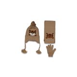 Alp Model Ayıcık Baskılı İçi Polarlı Kulakları Kapatan Bere Atki Eldiven Set Erkek Çocuk Set 4-8 Yaş
