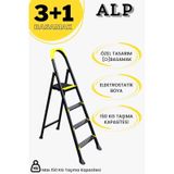 Alp Siyah 3+1 Metal Basamaklı Katlanabilir Merdiven 3+1