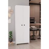 Alpa Ev Mobilya 150 cm 2 Kapaklı 5 Raflı Çok Amaçlı Mutfak Dolabı Kiler Düzenleyici Organizer ve Erzak Dolabı - Beyaz