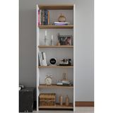 Alpa Ev Mobilya 5 Raflı Kitaplık Dekoratif Çok Amaçlı Düzenleyici Raf 150 cm Salon Çalışma Odası Raf - Beyaz - Atlantik Çam