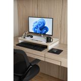 Alpa Ev Mobilya Ergonomik Mdf Monitör Standı Ekran Yükseltici Masaüstü Düzenleyici Organizer Telefon-Bardak Bölmeli - Beyaz