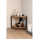 Alpa Ev Mobilya Iki Raflı Banyo Köşe Oval Düzenleyici Organizer Raf Metal Gövdeli Çok Amaçlı Banyo Standı - Atlantik Çam