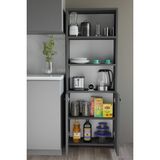 Alpa Ev Mobilya Kapaklı Çok Amaçlı Mutfak Dolabı 150X50X22 cm - Raflı Erzak Dolabı Modern Depolama Ünitesi - Antrasit