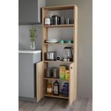 Alpa Ev Mobilya Kapaklı Çok Amaçlı Mutfak Dolabı 150X50X22 cm - Raflı Erzak Dolabı Modern Depolama Ünitesi - Atlantik Çam