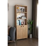 Alpa Ev Mobilya Kapaklı Çok Amaçlı Salon Dolabı 150X50X22 cm Raflı Kitaplık Dekoratif Depolama Ünitesi - Atlantik Çam