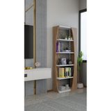 Alpa Ev Mobilya Kavisli İskandinav 150 cm 6 Raflı Kitaplık Salon Rafı | Ofis Dolabı Modern Raf Organizer - Atlantik Çam - Beyaz
