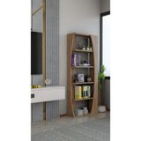 Alpa Ev Mobilya Kavisli İskandinav 150 cm 6 Raflı Kitaplık Salon Rafı | Ofis Dolabı Modern Raf Organizer - Atlantik Çam