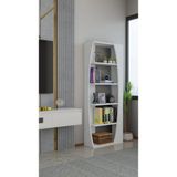 Alpa Ev Mobilya Kavisli İskandinav 150 cm 6 Raflı Kitaplık Salon Rafı | Ofis Dolabı Modern Raf Organizer - Beyaz