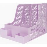 Alpa Store 3 Bölmeli Pastel Mor Modüler Tasarım Klasör Arşiv Kutusu Kalemlikli 25*30*26,5 cm Demonte
