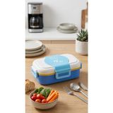 Alpa Store 500 ml Paslanmaz Çelik Yemek Kutusu Beslenme Kabı Lunch Box Çatal Ile Birlikte - Mavi