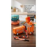 Alpa Store 520 ml Askılı Pipetli Araba Minibüs Model Tritan Matara Suluk Erkek Çocuk Okul Su Kabı - Turuncu
