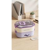 Alpa Store Fixpoint 1100 ml Double Lunch Box Paslanmaz Çelik 2 Katlı Beslenme Yemek Kabı Çatal Kaşık Yemek Kutusu Sefer Tası - Mavi