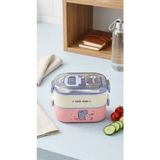 Alpa Store Fixpoint 1100 ml Double Lunch Box Paslanmaz Çelik 2 Katlı Beslenme Yemek Kabı Çatal Kaşık Yemek Kutusu Sefer Tası - Pembe