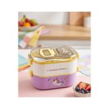 ALPA STORE Fixpoint 1100 ML Double Lunch Box Paslanmaz Çelik 2 Katlı Beslenme Yemek Kabı Çatal Kaşık Yemek Kutusu Sefer Tası
