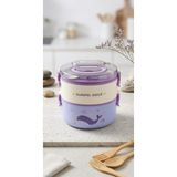 Alpa Store Fixpoint 1200 ml Double Lunch Box Paslanmaz Çelik 2 Katlı Beslenme Yemek Kabı Çatal Kaşık Yemek Kutusu Sefer Tası - Mavi
