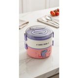Alpa Store Fixpoint 1200 ml Double Lunch Box Paslanmaz Çelik 2 Katlı Beslenme Yemek Kabı Çatal Kaşık Yemek Kutusu Sefer Tası - Pembe