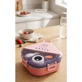 Alpa Store Fixpoint 650 ml Lunch Box Paslanmaz Çelik Beslenme Yemek Kabı Çatal Kaşık Yemek Kutusu Sefer Tası Beslenme Örtüsü Hediyeli - Pembe