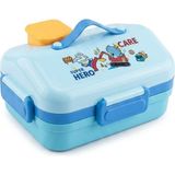 Alpa Store Fixpoint 800 ml Lunch Box Paslanmaz Çelik Beslenme Yemek Kabı Ev Modeli Kaşık Yemek Kutusu Sefer Tası Beslenme Örtüsü Hediyeli - Mavi
