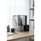 Alpa Store Mg 101 2'li Set A4 Demonte Plastik Dikey Magazinlik Klasör Arşiv Kutusu Organizer Saklama Depolama - Gri - Siyah
