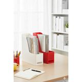 Alpa Store Mg 101 2'li Set A4 Demonte Plastik Dikey Magazinlik Klasör Arşiv Kutusu Organizer Saklama Depolama - Kırmızı - Beyaz