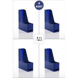 Alpa Store Ops Mg 101 Magazinlik 4'lü Set A4 Demonte Plastik Dikey Klasör Arşiv Kutusu Organizer Saklama - Mavi