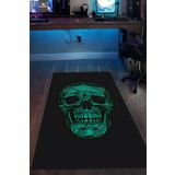 Alpacarpet Kaymaz Taban Makinede Yıkanabilir Kurukafa İskelet Desenli Gaming Oyuncu Gamer Genç Odası Halısı