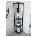 alpaevmobilya 150 cm 5 Raflı Metal Köşe Kitaplık | Salon Dekoratif Çiçeklik Aksesuar Rafı