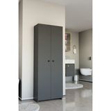 Alpaevmobilya Çok Amaçlı 2 Kapaklı 5 Raflı 150 cm Banyo Dolabı Organizer Düzenleyici ve Çamaşır Odası Dolabı - Antrasit