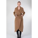 Alpaka Kumaşı Kruvaze Manto - Camel - XL