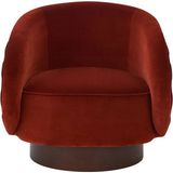 Alpaq Studio Cozy Masif Ahşap El Oyması Tarçın Kadife Tekli Koltuk - Standart