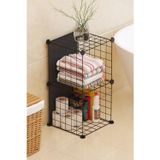 Alparslan Tedarik Telorans 2 Bölmeli Çok Amaçlı Tel Küp Organizer 30 Cm Mutfak,Kiler, Depolama Rafı