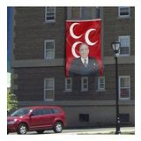 Alparslan Türkeş ve 3 Hilal Kırmızı Sancak Bayrak MHP 300x450cm