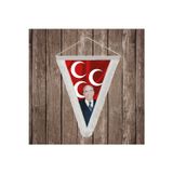 Alparslan Türkeş ve Üç Hilal Kırmızı Sancak Beyaz Saçaklı Üçgen Flama Bayrak Hatıra Flama