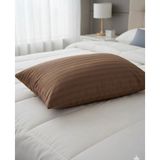 Alpateks Home Orta Boy 40X60CM %100PAMUKLU Saten Yastık Kılıfı 2'li Gizli Fermuarlı - Kahverengi